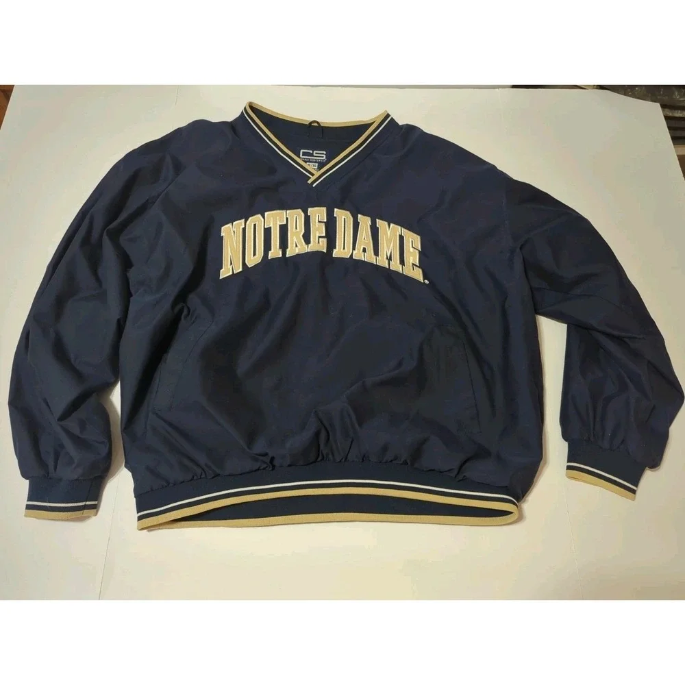 Vtg 90s Crable Sportswear Notre Dame Fighting Irish lined Pullover Jacket Men XL